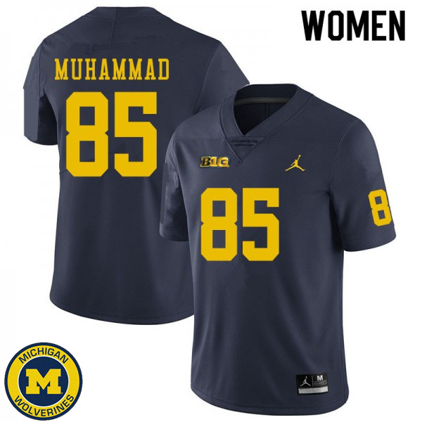 Women's University of Michigan #85 Mustapha Muhammad Navy Alumni Football Jersey